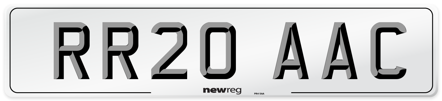 RR20 AAC Number Plate from New Reg